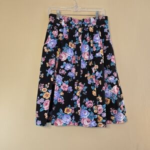 Vintage Samantha USA Button Up Front Floral Skirt Size 4 Cottagecore Modest